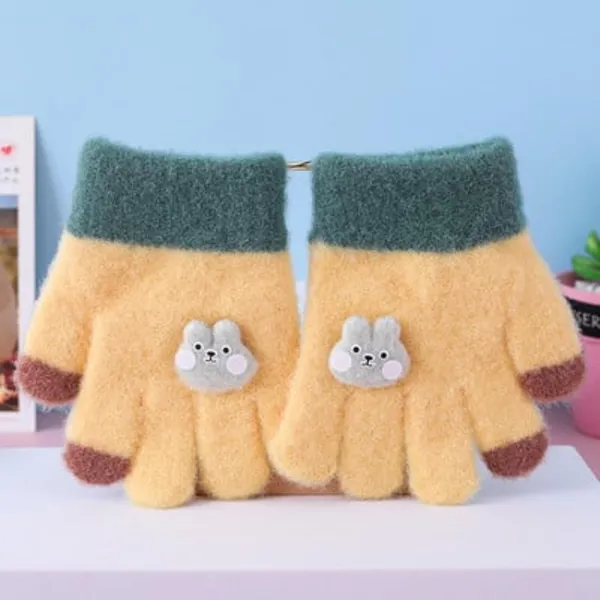 Yellow_Kids_Winter_Beanie_With_Gloves_Set