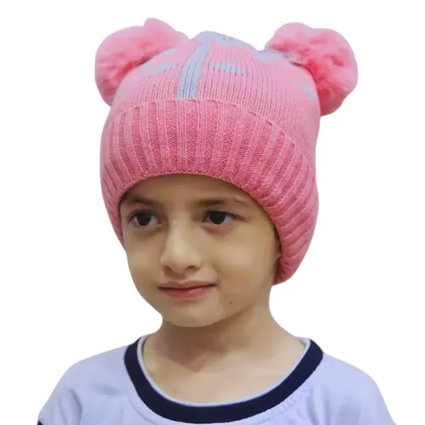 Pink_Winter_Beanie_Cap_Cute_Pom-Pom_Hat_For_Boys_&_Girls