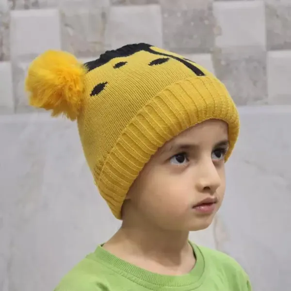 Yellow_Winter_Beanie_Cap_Cute_Pom-Pom_Hat_For_Boys_&_Girls