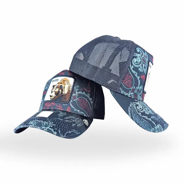 Navy_Unique_Animal_Themed_Snapback_Hat_With_Wolf_Print_Patch