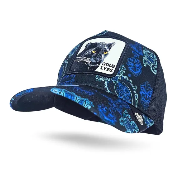 Navy_Blue_Unique_Animal_Themed_Snapback_Hat_With_Wolf_Print_Patch