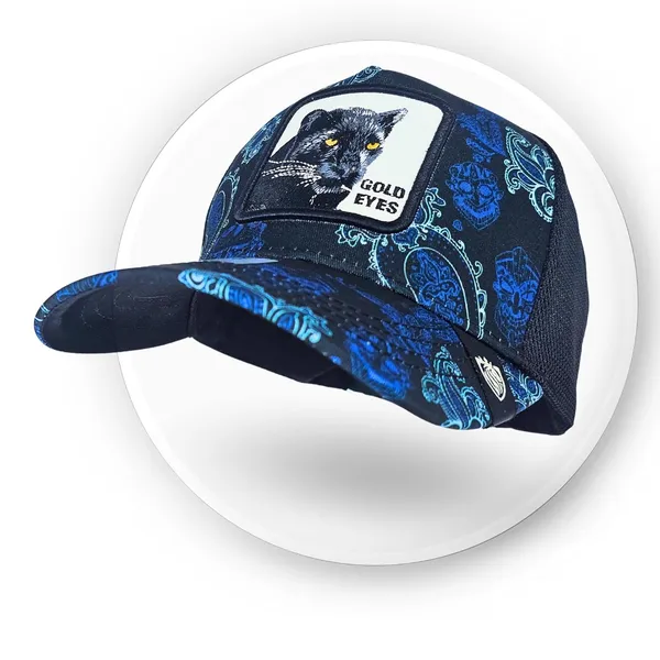 Navy_Blue_Unique_Animal_Themed_Snapback_Hat_With_Wolf_Print_Patch