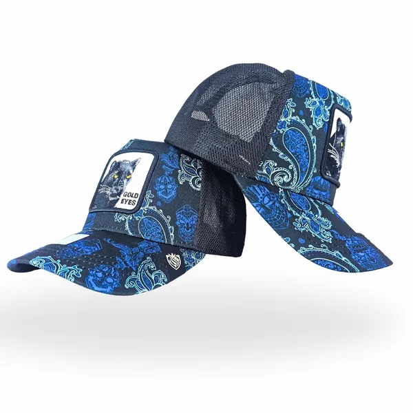 Navy_Blue_Unique_Animal_Themed_Snapback_Hat_With_Wolf_Print_Patch