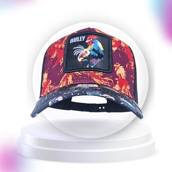 Red_Unique_Animal_Themed_Snapback_Hat_With_Wolf_Print_Patch