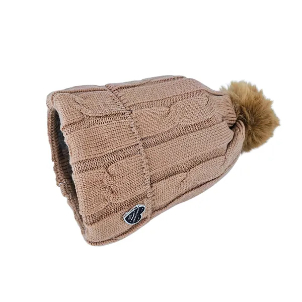 Brown_Stylish_Pom_Pom_Winter_Hat_For_Women