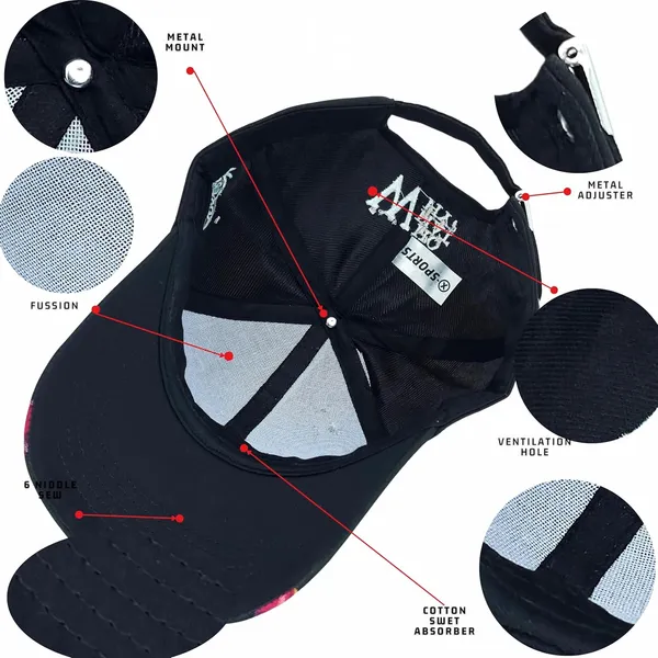 Black_Comfortable_Fit_With_Strap_Breathable_Cotton_Sports_W_Baseball_Cap