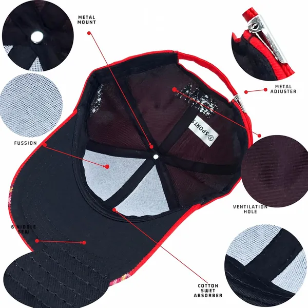 Red_Comfortable_Fit_With_Strap_Breathable_Cotton_Sports_W_Baseball_Cap