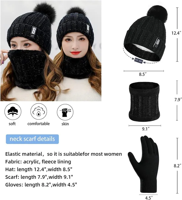 Black_3_In_1_Warm_Thick_Lining_Slouchy_Beanie_Hats_Scarf_Touch_Screen_Gloves_For_Womens_&_Girls