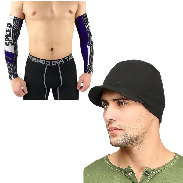 Black_&_Blue_UV_Protection,_Cooling_Compression,_And_Sun_Shield_For_Outdoor_Activities,_Arm_Sleeves_For_Riding,_Cycling_Arm_Sleeves_&_Skull_Cap_(Pack_Of_2)