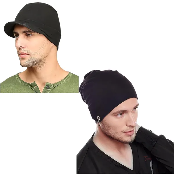 Black_Helmet_Cap_With_O-Ring_Slouchy_Beanie_For_Men_(Pack_Of_2)