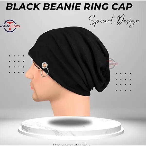 Silver_&_Black_Helmet_Cap_With_O-Ring_Slouchy_Beanie_For_Men_(Pack_Of_2)