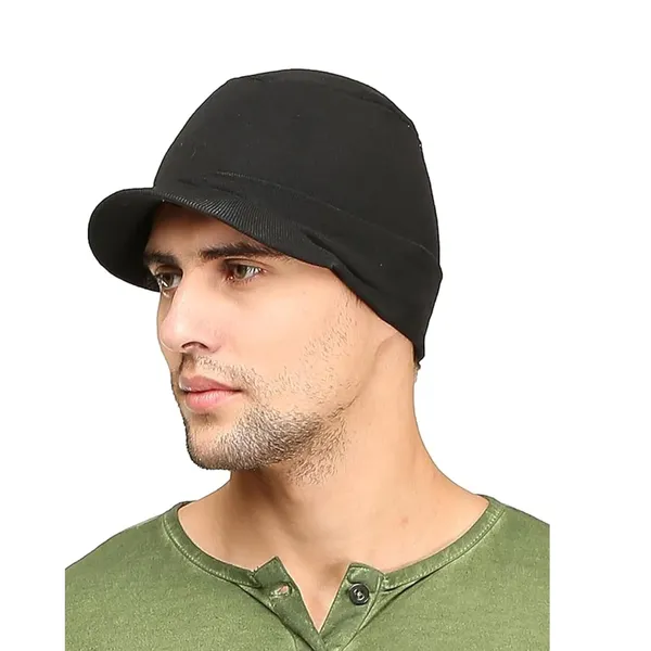 Black_Beanie_With_Visor_Winter_Cap_For_Men_&_Women
