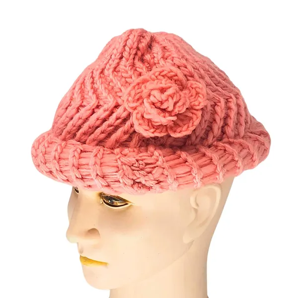 Pink_Versatile_Knit_Pom_Pom_Winter_Stylish_Beanie_For_Women