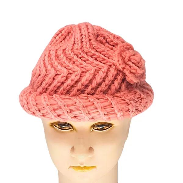 Pink_Versatile_Knit_Pom_Pom_Winter_Stylish_Beanie_For_Women