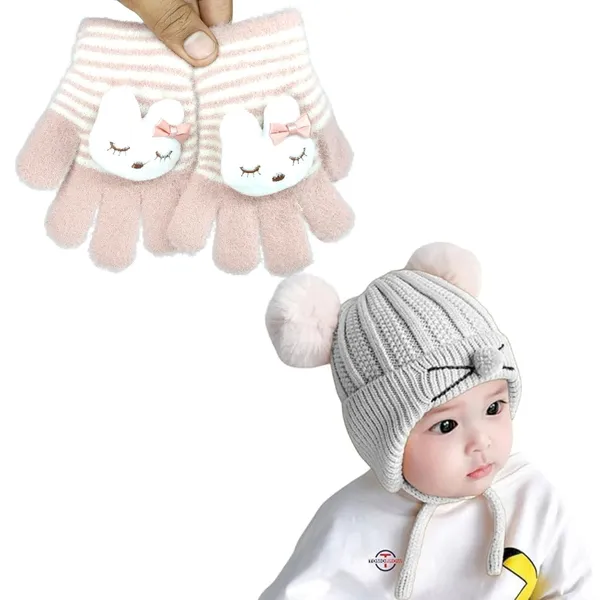 Grey_&_Pink_Soft_Thermal_Materials_Knitted_Gloves_And_Beanie_For_Boys_And_Girls