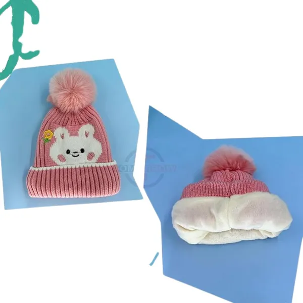 Pink_Cute_Toddler_Beanie_Hat_With_Heart_Design_Gloves