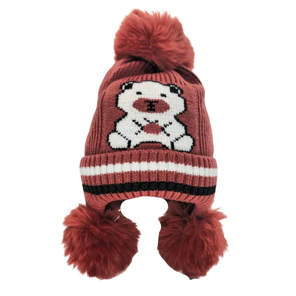 Maroon_Cute_Animal-Themed_Winter_Hats_For_Children