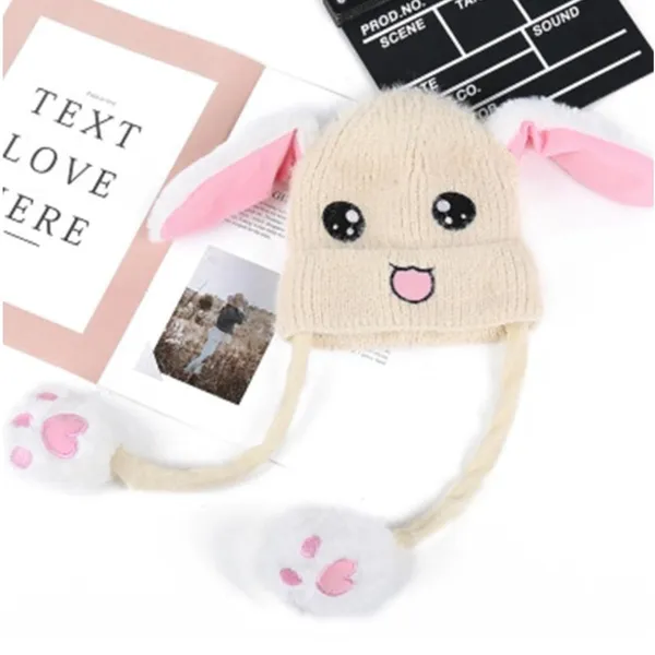 Cream_Plush_Animal_Beanie_Hats_&_Pom-Poms_For_Toddlers
