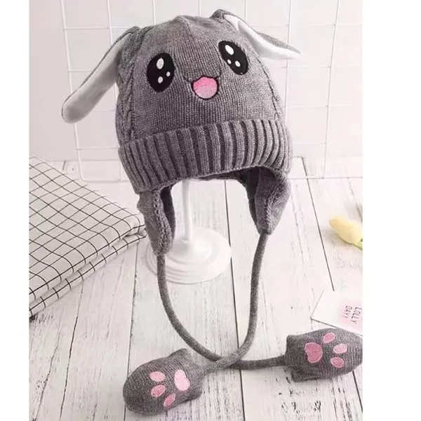 Grey_Plush_Animal_Beanie_Hats_&_Pom-Poms_For_Toddlers
