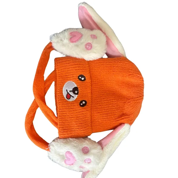 Orange_Plush_Animal_Beanie_Hats_&_Pom-Poms_For_Toddlers