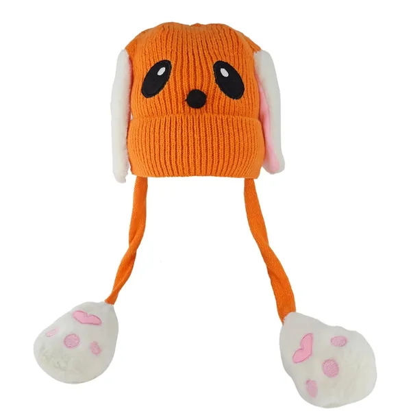 Orange_Plush_Animal_Beanie_Hats_&_Pom-Poms_For_Toddlers