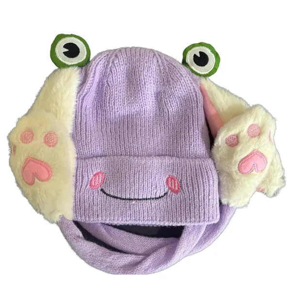 Purple_Plush_Animal_Beanie_Hats_&_Pom-Poms_For_Toddlers