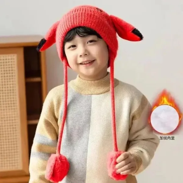 Red_Plush_Animal_Beanie_Hats_&_Pom-Poms_For_Toddlers