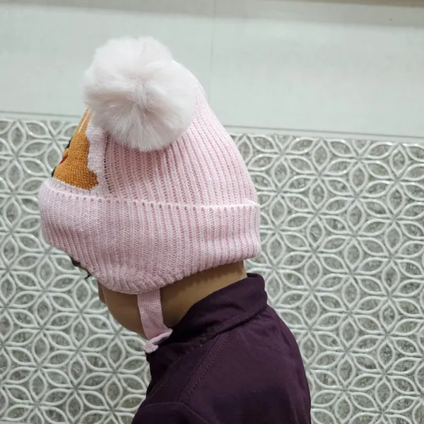 Pink_Winter_Toddler_Beanie_With_Earflaps_For_Boys_&_Girls
