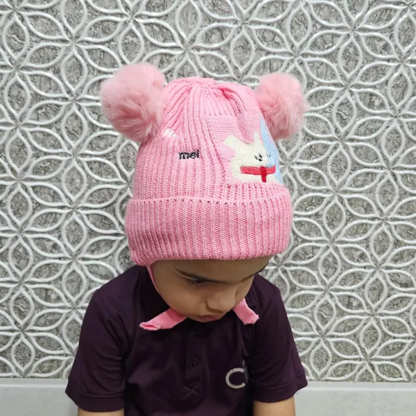 Pink_Winter_Toddler_Beanie_With_Earflaps_For_Boys_&_Girls