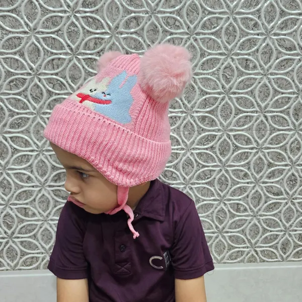 Pink_Winter_Toddler_Beanie_With_Earflaps_For_Boys_&_Girls