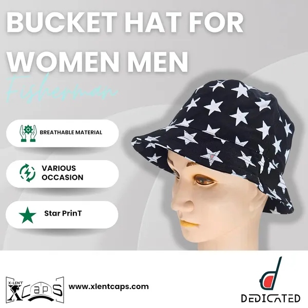 Black_Star_Print_Bucket_Hat_For_Women_And_Men