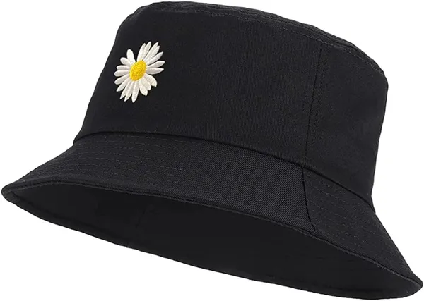 Black_Daisy_Flower_Embroidered_Beach_Summer_Cap_For_Women_And_Men