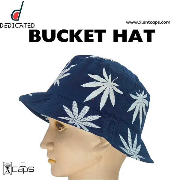 Navy_Packable_Cotton_Weed_Leaf_Print_Bucket_Hat_For_Men_And_Women