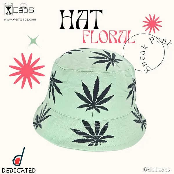 Pista_Packable_Cotton_Weed_Leaf_Print_Bucket_Hat_For_Men_And_Women
