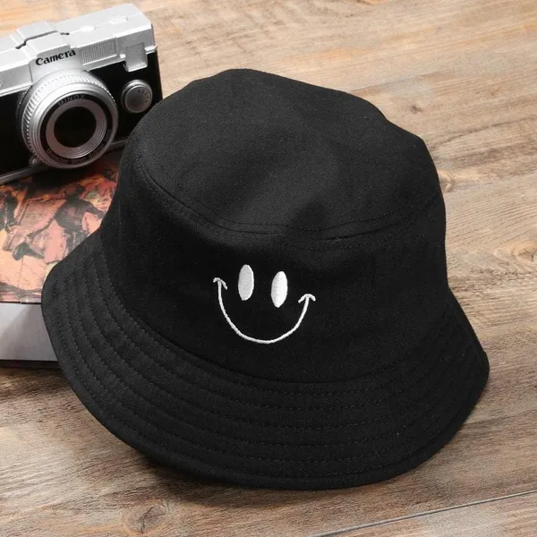 Black_Smiley_Emoji_Embroidered_Beach_Summer_Cap_For_Women_And_Men