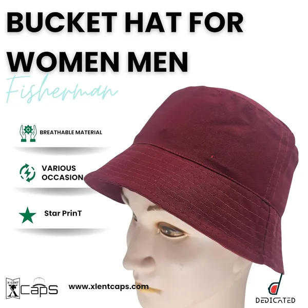 Maroon_Plain_Packable_Cotton_Sun_Hat_For_Men_And_Women