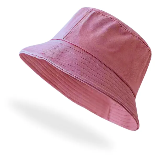 Pink_Plain_Packable_Cotton_Sun_Hat_For_Men_And_Women