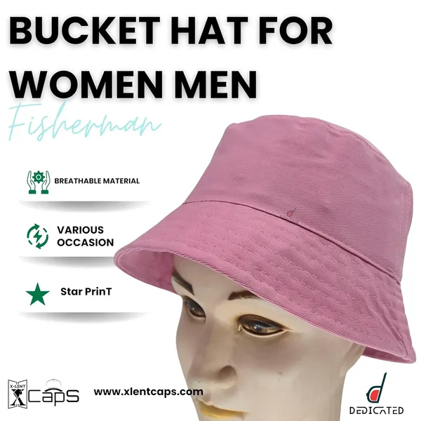 Pink_Plain_Packable_Cotton_Sun_Hat_For_Men_And_Women
