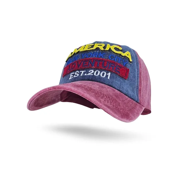 Maroon_Embroidered_Denim_Look_Adjustable_Cap_For_For_Men_&_Women