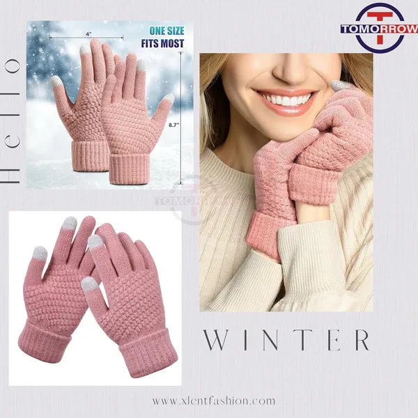 Black,_Blue,_Red_&_Orange_Winter_Warm_Stretch_Knitted_Wool_With_Touch_Screen_Full-Fingered_Protection_Gloves_(Pack_Of_4)