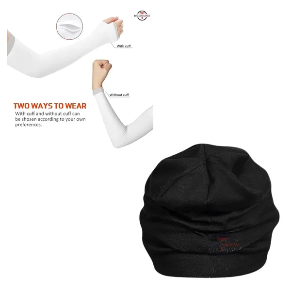 Skin_&_Black_UV_Protection_Motorcycle_Helmet_Liner_Cap_&_Sun_Protection_Arm_Sleeves_(Pack_Of_2)