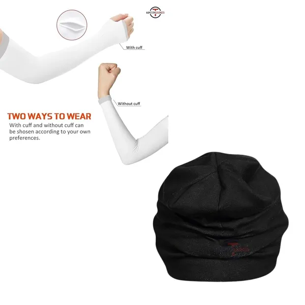 White_&_Black_UV_Protection_Motorcycle_Helmet_Liner_Cap_&_Sun_Protection_Arm_Sleeves_(Pack_Of_2)