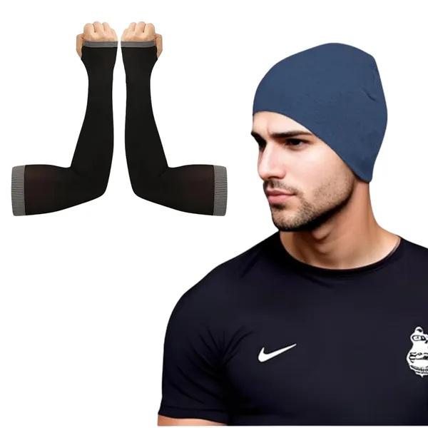 Black_&_Blue_UV_Protection_Motorcycle_Helmet_Liner_Cap_&_Sun_Protection_Arm_Sleeves_(Pack_Of_2)