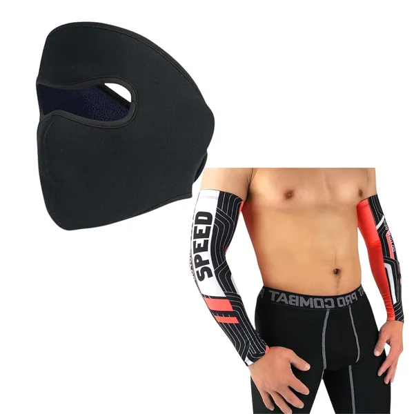 Black_&_Red_Arm_Sleeves_And_Face_Mask_UV_Protection_For_Men_(Pack_Of_2)