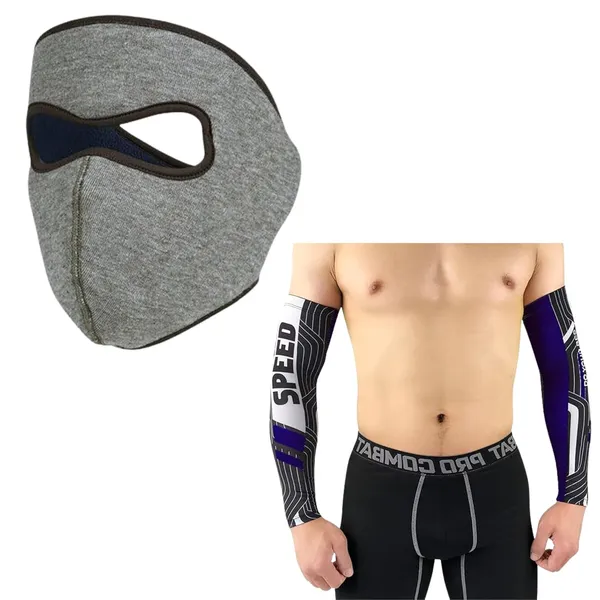 Silver_&_Blue_Arm_Sleeves_And_Face_Mask_UV_Protection_For_Men_(Pack_Of_2)