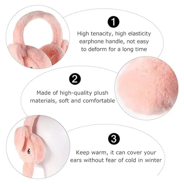 Dark_Pink_Cute_Plush_Animal_Ear_Warmers_For_Women_&_Girls