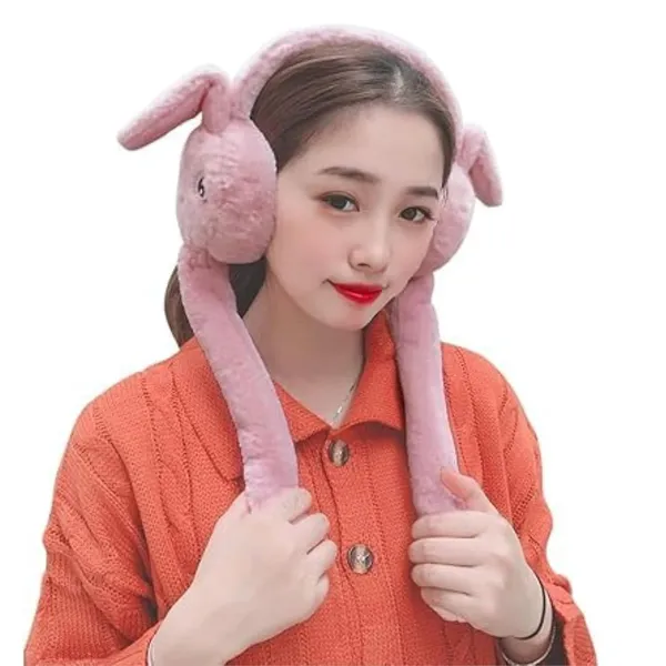 Dark_Pink_Cute_Plush_Animal_Ear_Warmers_For_Women_&_Girls