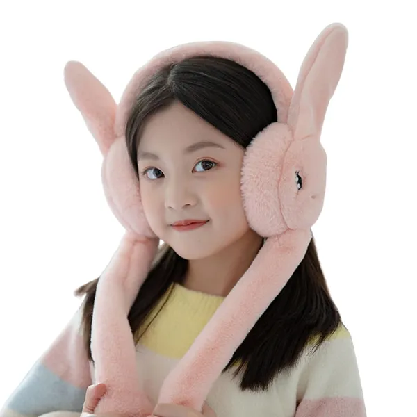 Pink_Cute_Plush_Animal_Ear_Warmers_For_Women_&_Girls