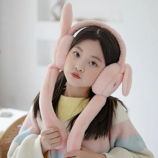 Pink_Cute_Plush_Animal_Ear_Warmers_For_Women_&_Girls
