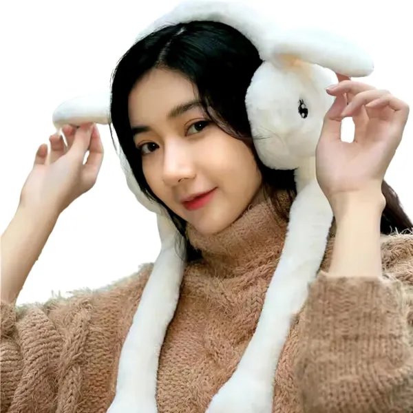 White_Cute_Plush_Animal_Ear_Warmers_For_Women_&_Girls
